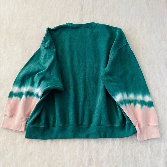 PINK Victoria's Secret Womens Green Tie-Dye Crew Neck Modern Sweatshirt Size XL - Picture 2 of 8